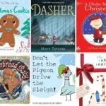 Image shows a collage of six little kid Christmas book covers.