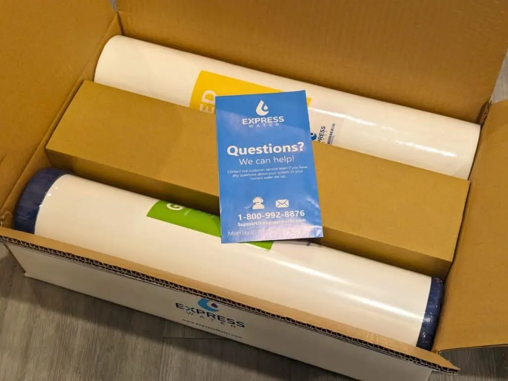 Image shows Express Water replacement filters in the box.