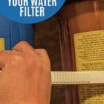 Image shows Loosening a filter with text step by step how to change your water filter.