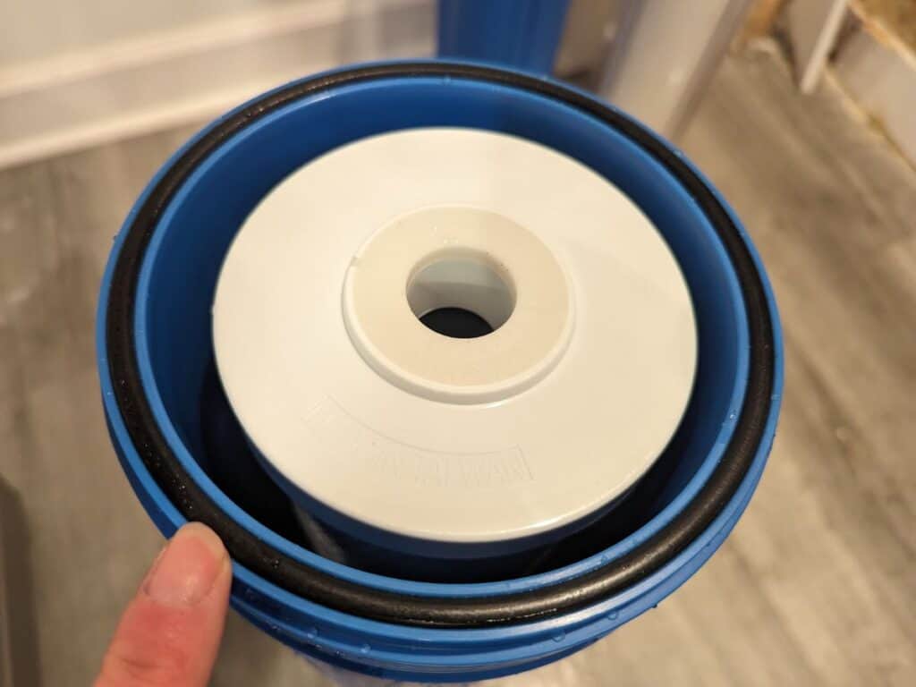 Image shows O rings are in place on a new water filter.