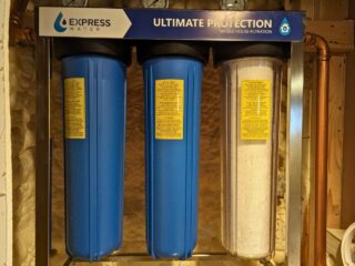 Image shows Whole home water system with new filters.