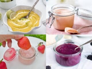 Image shows best fruit curd collage.