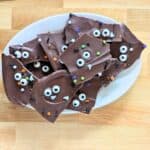 Image shows an Overhead of Halloween bark on a plate.